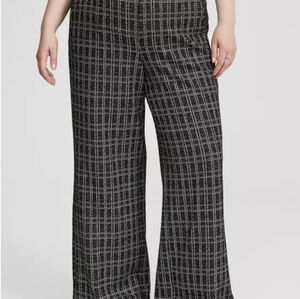 Torrid Sz 20R Black & White Plaid Wide Leg Trousers